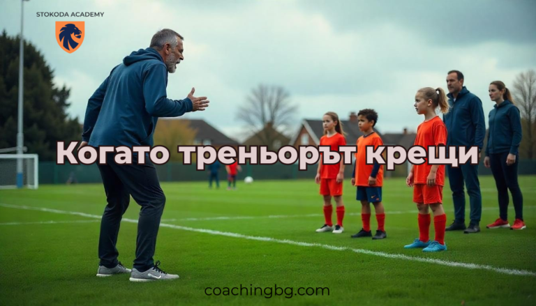 Треньор крещи на млади спортисти