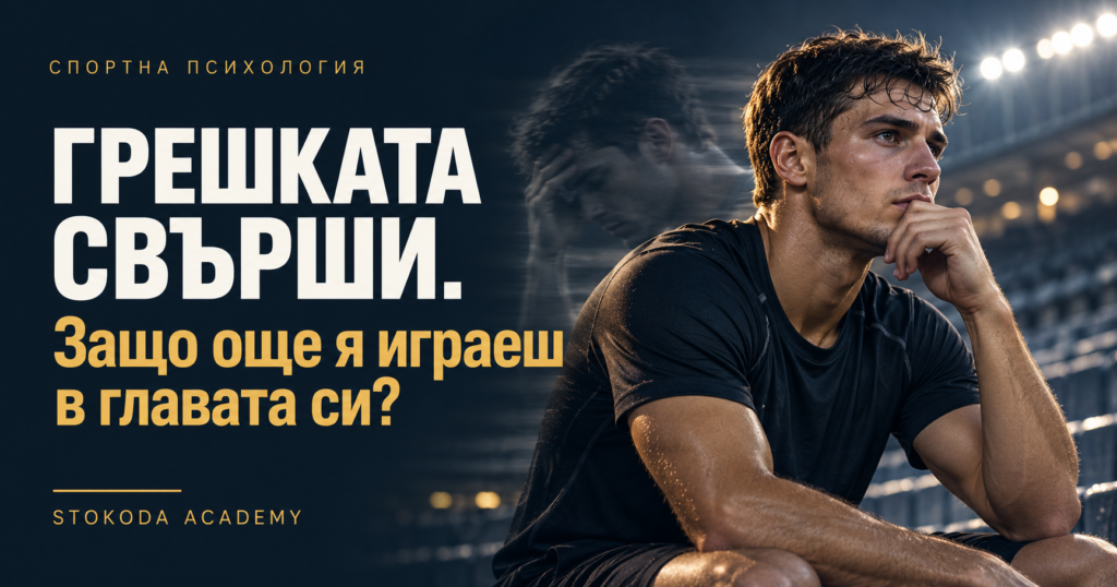 Спортист седи замислен на празен стадион след грешка — „Грешката свърши. Защо още я играеш в главата си?“